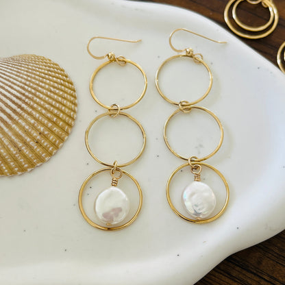 SAIL COIN PEARL EARRINGS