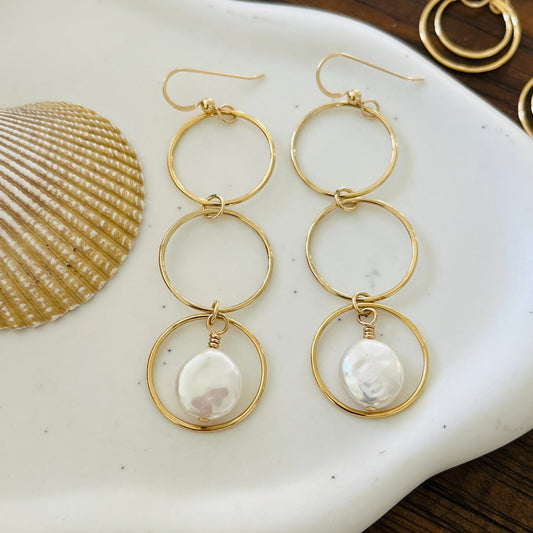 SAIL COIN PEARL EARRINGS