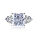 Multicolor Ice Flower Cut Square CZ Adjustable Ring, 10*10mm 8A Main Cubic Zirconia, Two Heart Side CZ, Dainty Luxe