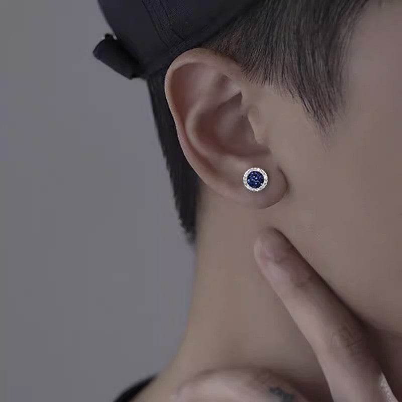 Multicolor Crystal Cluster Magnetic Round Halo Stud Earrings for Men Women, 6mm Round Crystal Inlaid Magnetic Earrings Non-Piercing Clip On Stud Earring