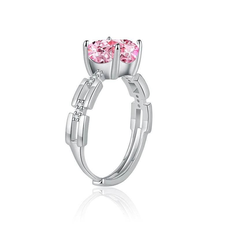 Multicolor Ice Flower Cut Square CZ Adjustable Ring, 8*8mm 5A Cubic Zirconia, 6 Color Options, Dainty Luxe