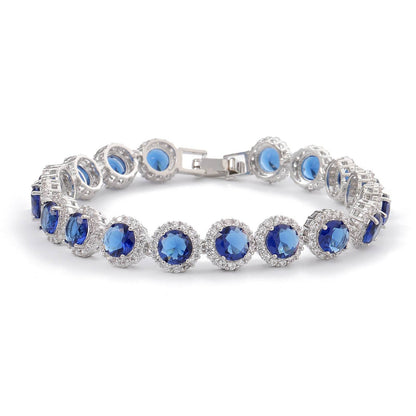 Dazzling Multicolor Cubic Zirconia Round Halo Bracelet, Colored Gem Stones, Adjustable Design, and Unique Patterns