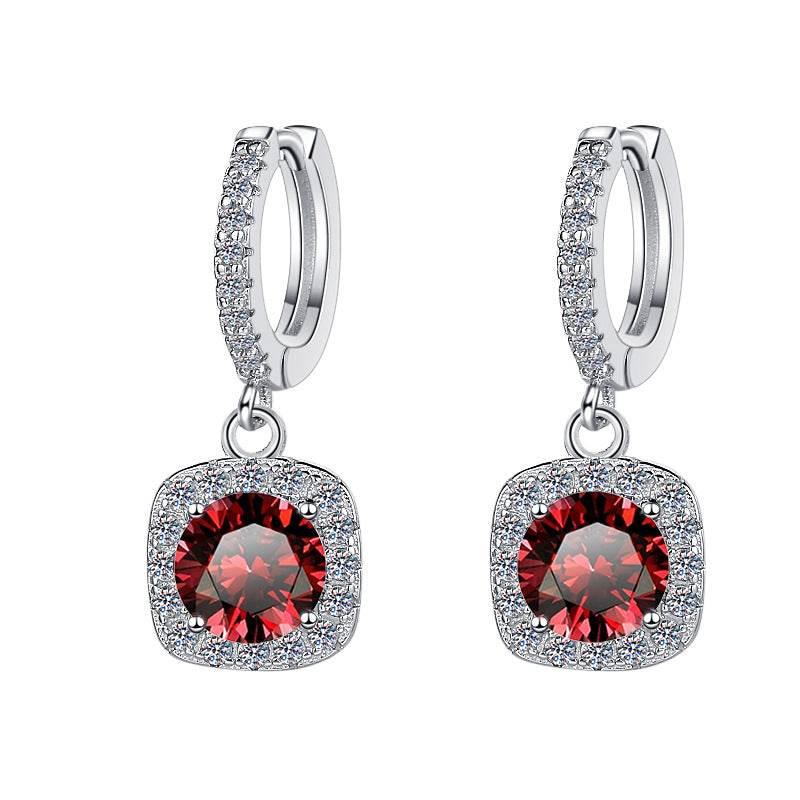 S925 Colorful Moissanite Halo Earrings with Pavé-Set Halo & Hoop, VVS1 Certified, 12 Vibrant Colors , Sterling Silver