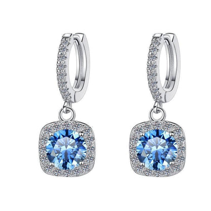 S925 Colorful Moissanite Halo Earrings with Pavé-Set Halo & Hoop, VVS1 Certified, 12 Vibrant Colors , Sterling Silver