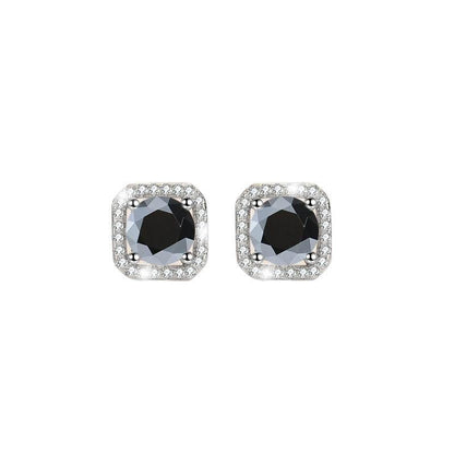 S925 Colorful Moissanite/CZ Square Halo Earrings, 0.5-1ct D-Grade VVS Certificate, Hypoallergenic Sterling Silver Jewelry Gift