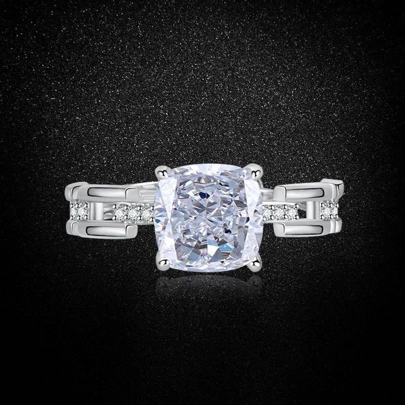 Multicolor Ice Flower Cut Square CZ Adjustable Ring, 8*8mm 5A Cubic Zirconia, 6 Color Options, Dainty Luxe