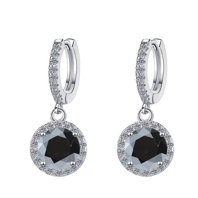 S925 Colorful Moissanite/CZ Round Halo Drop Earrings, 1ct D-Grade VVS Certificate, Hypoallergenic Sterling Silver Gift