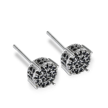 Multicolor Iced Out CZ Micro Pave Round Stud Earrings for Men Women, Hiphop 4-Prong 5A Cubic Zirconia Bling Fashion Studs, 14k White Gold Post