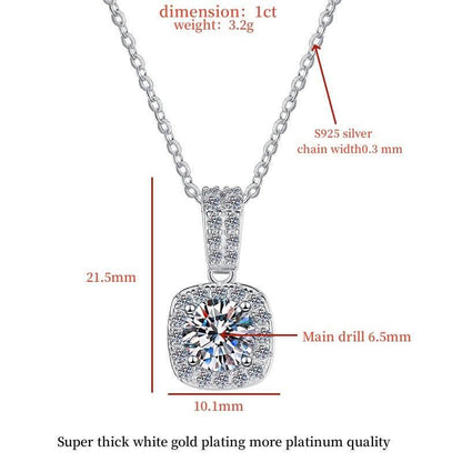 S925 Colorful Moissanite Pendant Necklace with Pavé-Set Halo & Hoop, 1ct D-Grade VVS1 Moissanite in 12 Dazzling Colors with GAR Certification, Sterling Silver Necklace
