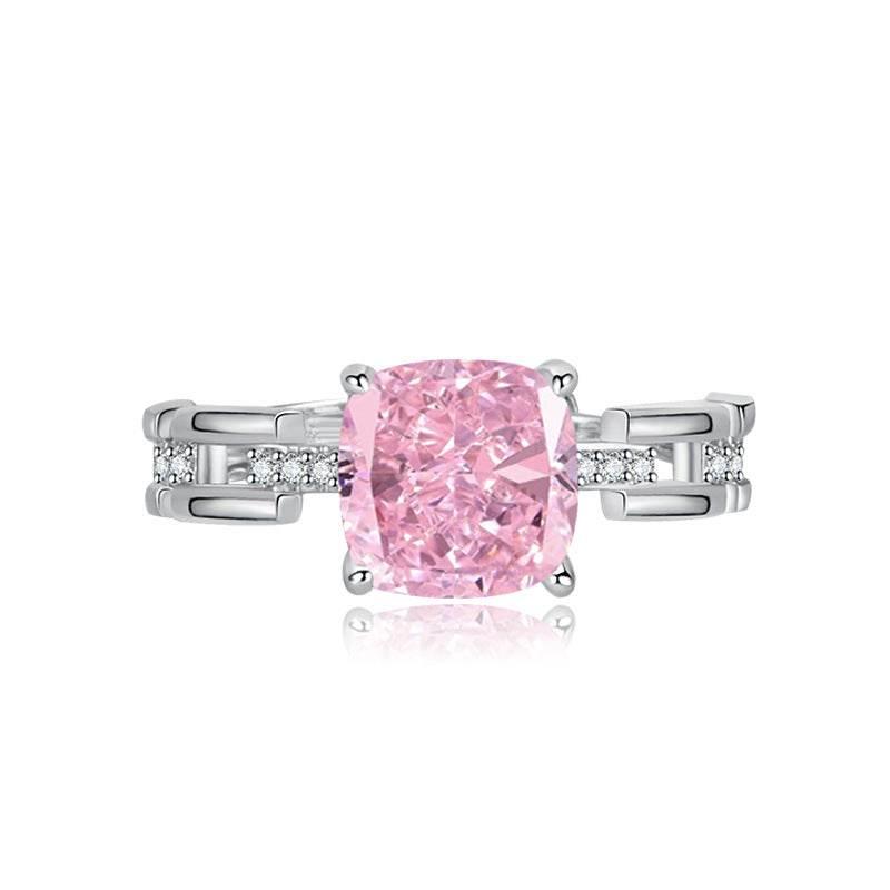 Multicolor Ice Flower Cut Square CZ Adjustable Ring, 8*8mm 5A Cubic Zirconia, 6 Color Options, Dainty Luxe