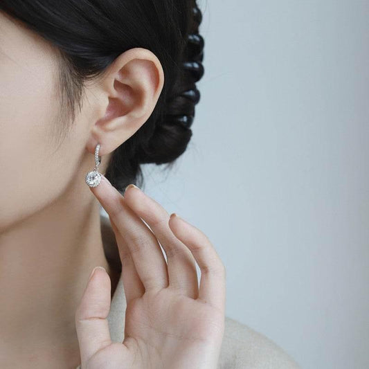 S925 Colorful Moissanite/CZ Round Halo Drop Earrings, 1ct D-Grade VVS Certificate, Hypoallergenic Sterling Silver Gift