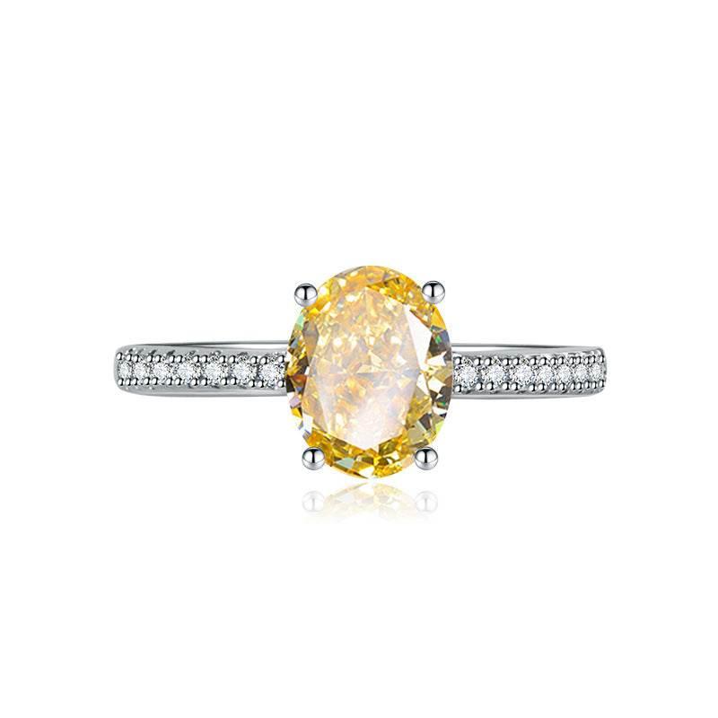 Multicolor Ice Flower Cut Oval CZ Adjustable Ring, Pave Band, 7*9mm 5A Cubic Zirconia, 6 Color Options, Dainty Luxe