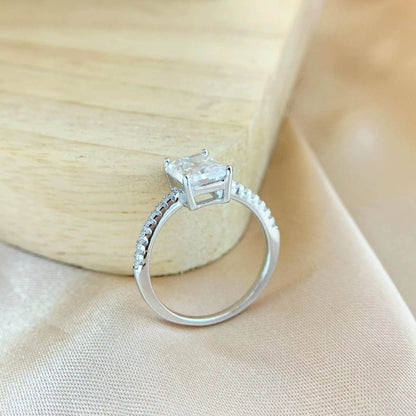 S925 Radiant Cut Moissanite & High Carbon Engagement Ring with Pavé-Set Band, 1-3ct VVS1 Certified, 4-Prong Sterling Silver