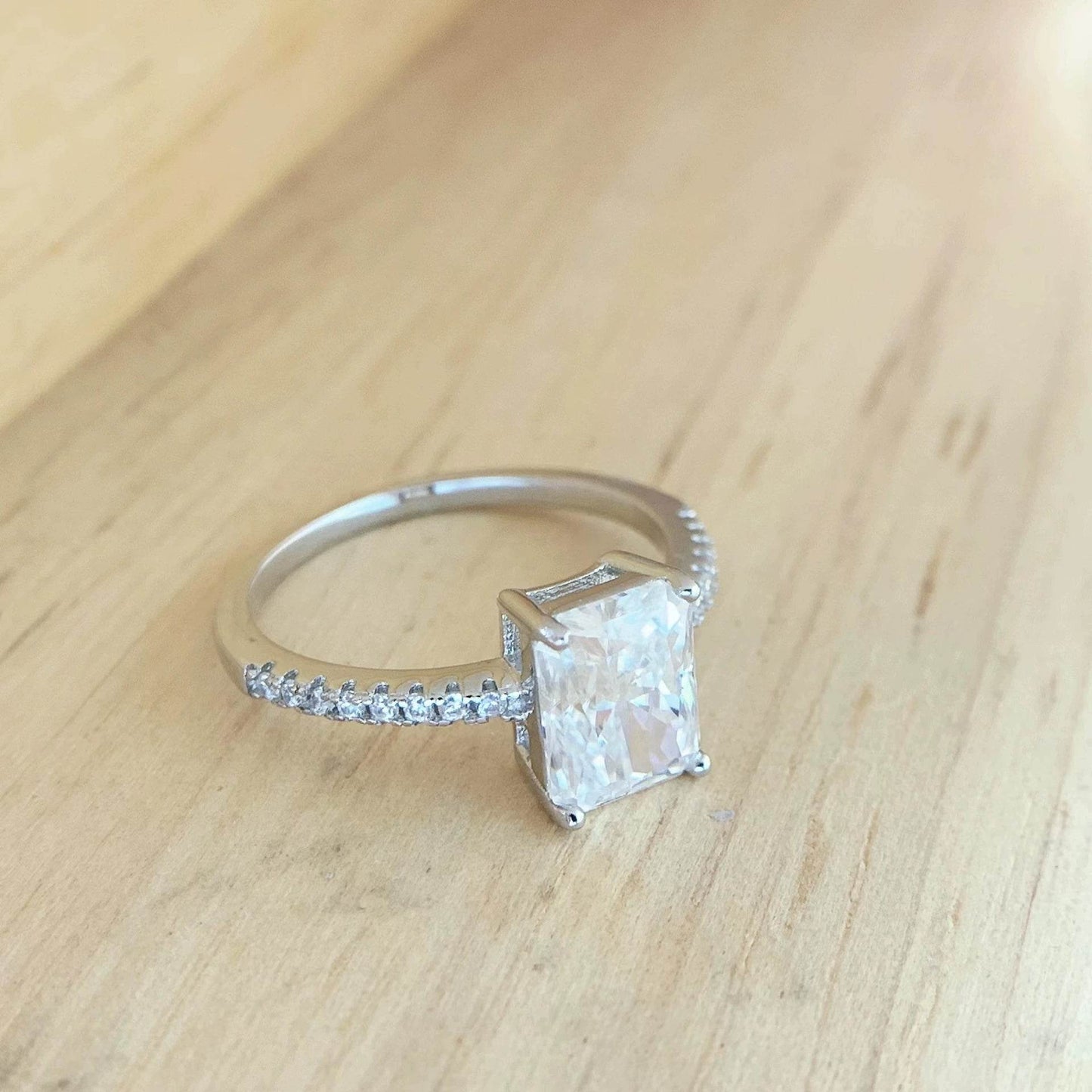 S925 Radiant Cut Moissanite & High Carbon Engagement Ring with Pavé-Set Band, 1-3ct VVS1 Certified, 4-Prong Sterling Silver