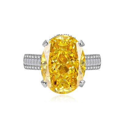 Multicolor Ice Flower Cut Oval CZ Adjustable Ring, Triple Pave Band, 12*16mm 5A Cubic Zirconia, 4 Color Options, Dainty Luxe