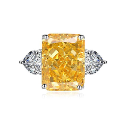 Multicolor Ice Flower Cut CZ Adjustable Ring, 10*14mm 5A Main Cubic Zirconia, Two Heart Side CZ, Dainty Luxe