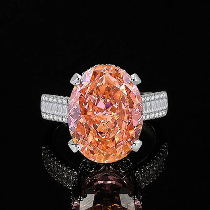 Multicolor Ice Flower Cut Oval CZ Adjustable Ring, Triple Pave Band, 12*16mm 5A Cubic Zirconia, 4 Color Options, Dainty Luxe