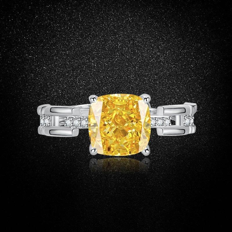 Multicolor Ice Flower Cut Square CZ Adjustable Ring, 8*8mm 5A Cubic Zirconia, 6 Color Options, Dainty Luxe