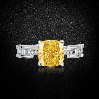 Multicolor Ice Flower Cut Square CZ Adjustable Ring, 8*8mm 5A Cubic Zirconia, 6 Color Options, Dainty Luxe