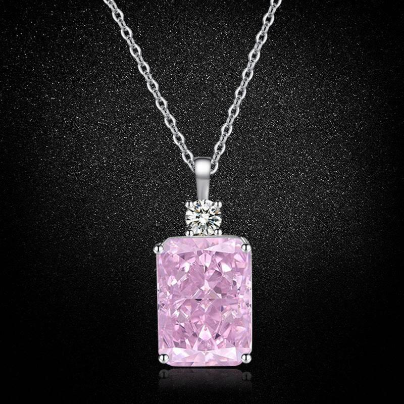Multicolor Ice Flower Cut CZ Pendant Necklace, 10*14mm 5A Cubic Zirconia, 6 Color Options, Dainty Luxe Pendant