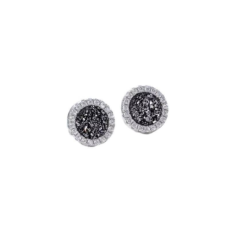 Multicolor Crystal Cluster Magnetic Round Halo Stud Earrings for Men Women, 6mm Round Crystal Inlaid Magnetic Earrings Non-Piercing Clip On Stud Earring