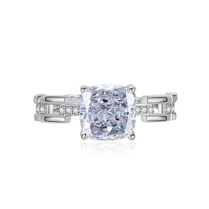 Multicolor Ice Flower Cut Square CZ Adjustable Ring, 8*8mm 5A Cubic Zirconia, 6 Color Options, Dainty Luxe