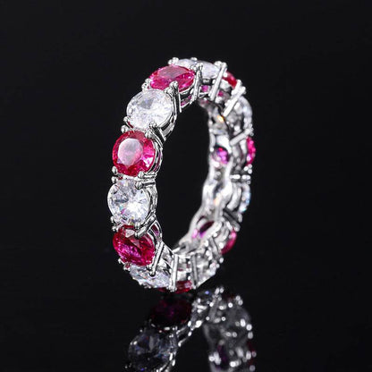 S925 Geometric Stackable Band CZ Ring, 5mm Cubic Zirconia, Sterling Silver Retro Statement Ring for Men and Women