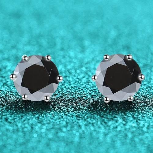S925 Colorful Moissanite & CZ Classic 6-Prong Stud Earrings For Men Women Gift, 10 Color 0.5-2ct D-Grade VVS Certificated Moissanite Sterling Silver Studs
