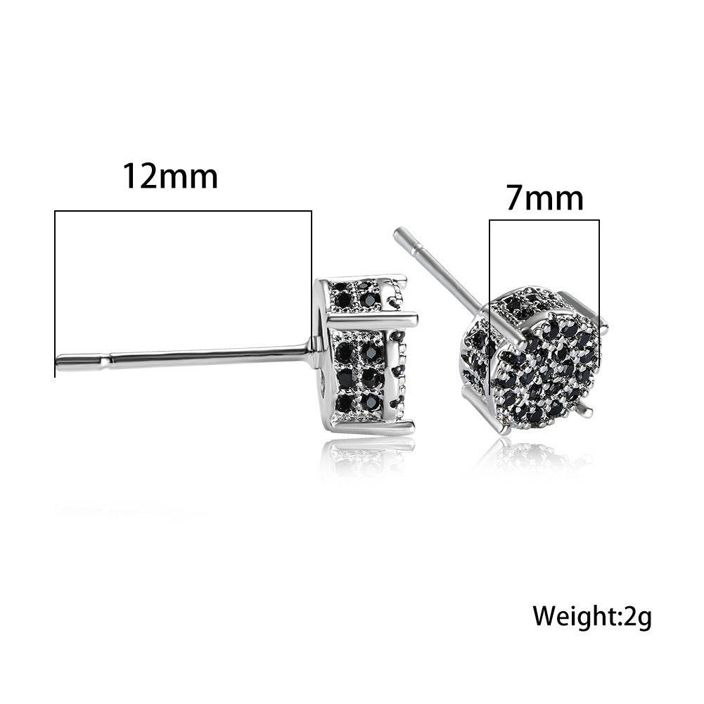 Multicolor Iced Out CZ Micro Pave Round Stud Earrings for Men Women, Hiphop 4-Prong 5A Cubic Zirconia Bling Fashion Studs, 14k White Gold Post