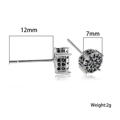 Multicolor Iced Out CZ Micro Pave Round Stud Earrings for Men Women, Hiphop 4-Prong 5A Cubic Zirconia Bling Fashion Studs, 14k White Gold Post