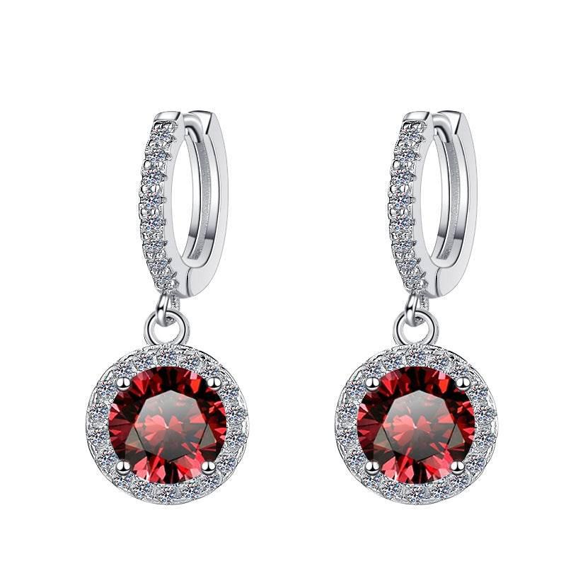 S925 Colorful Moissanite/CZ Round Halo Drop Earrings, 1ct D-Grade VVS Certificate, Hypoallergenic Sterling Silver Gift