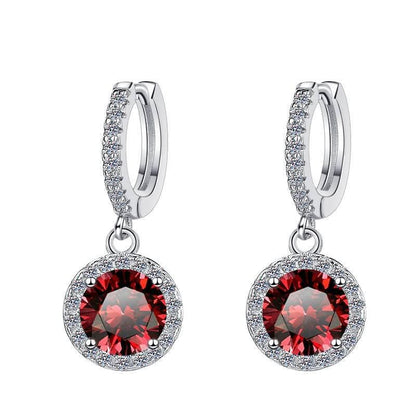 S925 Colorful Moissanite/CZ Round Halo Drop Earrings, 1ct D-Grade VVS Certificate, Hypoallergenic Sterling Silver Gift