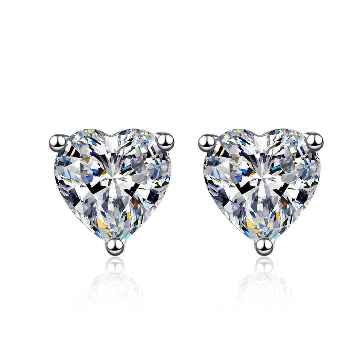 S925 Moissanite/CZ Heart Shape Stud Earrings, 1-2ct D-Grade VVS Certificate, Hypoallergenic Sterling Silver Gift