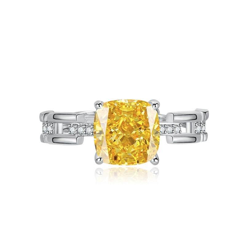 Multicolor Ice Flower Cut Square CZ Adjustable Ring, 8*8mm 5A Cubic Zirconia, 6 Color Options, Dainty Luxe