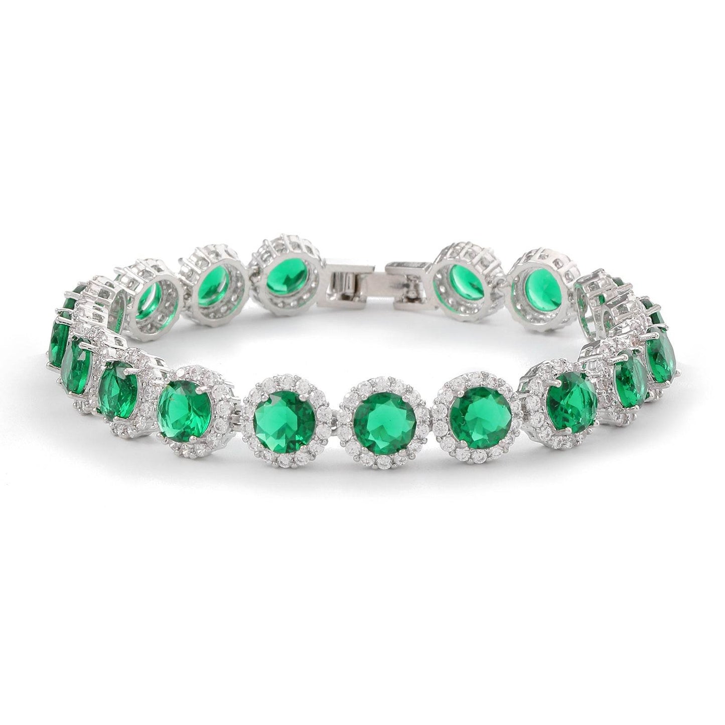 Dazzling Multicolor Cubic Zirconia Round Halo Bracelet, Colored Gem Stones, Adjustable Design, and Unique Patterns