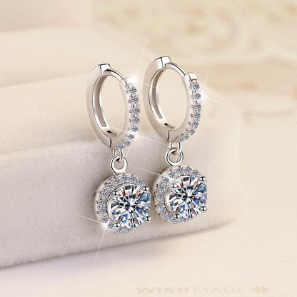 S925 Colorful Moissanite/CZ Round Halo Drop Earrings, 1ct D-Grade VVS Certificate, Hypoallergenic Sterling Silver Gift