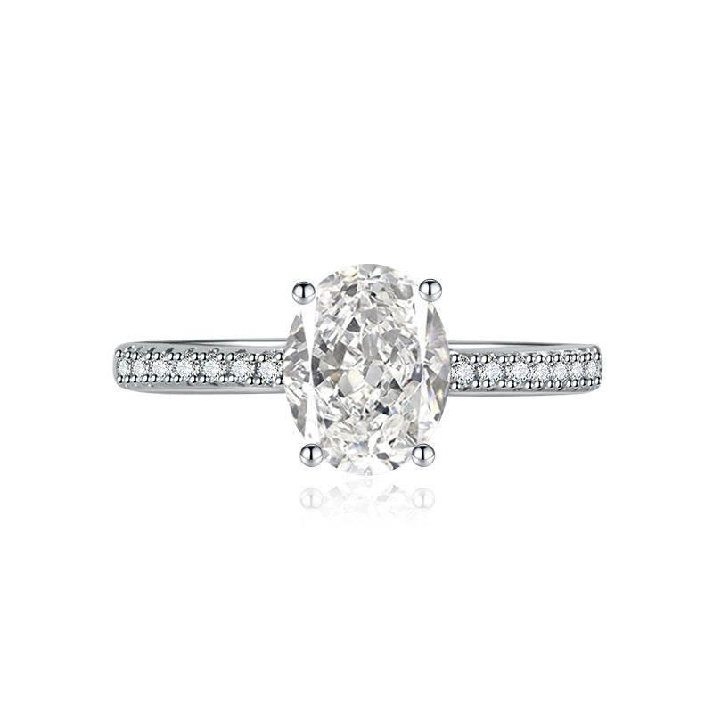 Multicolor Ice Flower Cut Oval CZ Adjustable Ring, Pave Band, 7*9mm 5A Cubic Zirconia, 6 Color Options, Dainty Luxe