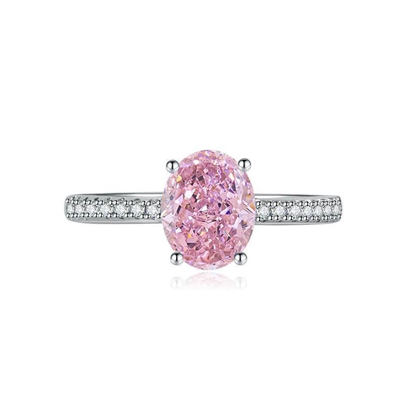 Multicolor Ice Flower Cut Oval CZ Adjustable Ring, Pave Band, 7*9mm 5A Cubic Zirconia, 6 Color Options, Dainty Luxe