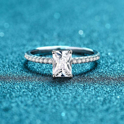 S925 Radiant Cut Moissanite & High Carbon Engagement Ring with Pavé-Set Band, 1-3ct VVS1 Certified, 4-Prong Sterling Silver
