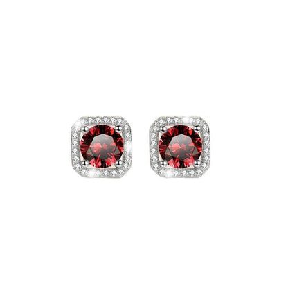 S925 Colorful Moissanite/CZ Square Halo Earrings, 0.5-1ct D-Grade VVS Certificate, Hypoallergenic Sterling Silver Jewelry Gift