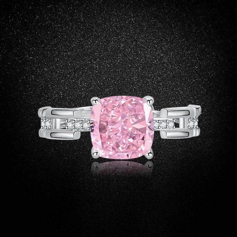 Multicolor Ice Flower Cut Square CZ Adjustable Ring, 8*8mm 5A Cubic Zirconia, 6 Color Options, Dainty Luxe