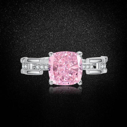 Multicolor Ice Flower Cut Square CZ Adjustable Ring, 8*8mm 5A Cubic Zirconia, 6 Color Options, Dainty Luxe