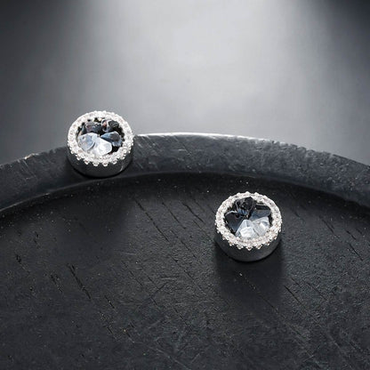 Multicolor Crystal Cluster Magnetic Round Halo Stud Earrings for Men Women, 6mm Round Crystal Inlaid Magnetic Earrings Non-Piercing Clip On Stud Earring