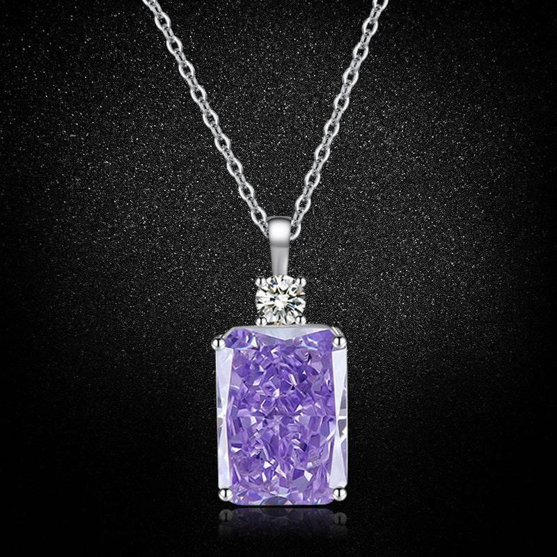 Multicolor Ice Flower Cut CZ Pendant Necklace, 10*14mm 5A Cubic Zirconia, 6 Color Options, Dainty Luxe Pendant