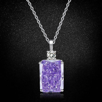 Multicolor Ice Flower Cut CZ Pendant Necklace, 10*14mm 5A Cubic Zirconia, 6 Color Options, Dainty Luxe Pendant