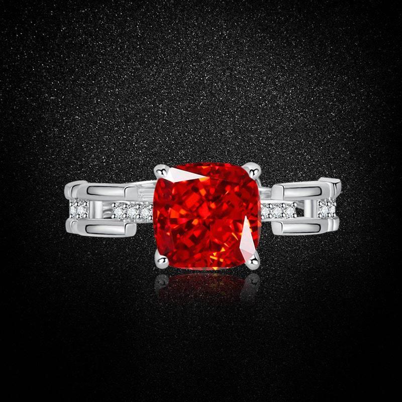 Multicolor Ice Flower Cut Square CZ Adjustable Ring, 8*8mm 5A Cubic Zirconia, 6 Color Options, Dainty Luxe