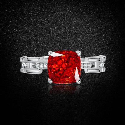 Multicolor Ice Flower Cut Square CZ Adjustable Ring, 8*8mm 5A Cubic Zirconia, 6 Color Options, Dainty Luxe