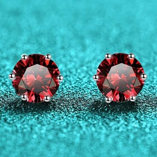 S925 Colorful Moissanite & CZ Classic 6-Prong Stud Earrings For Men Women Gift, 10 Color 0.5-2ct D-Grade VVS Certificated Moissanite Sterling Silver Studs