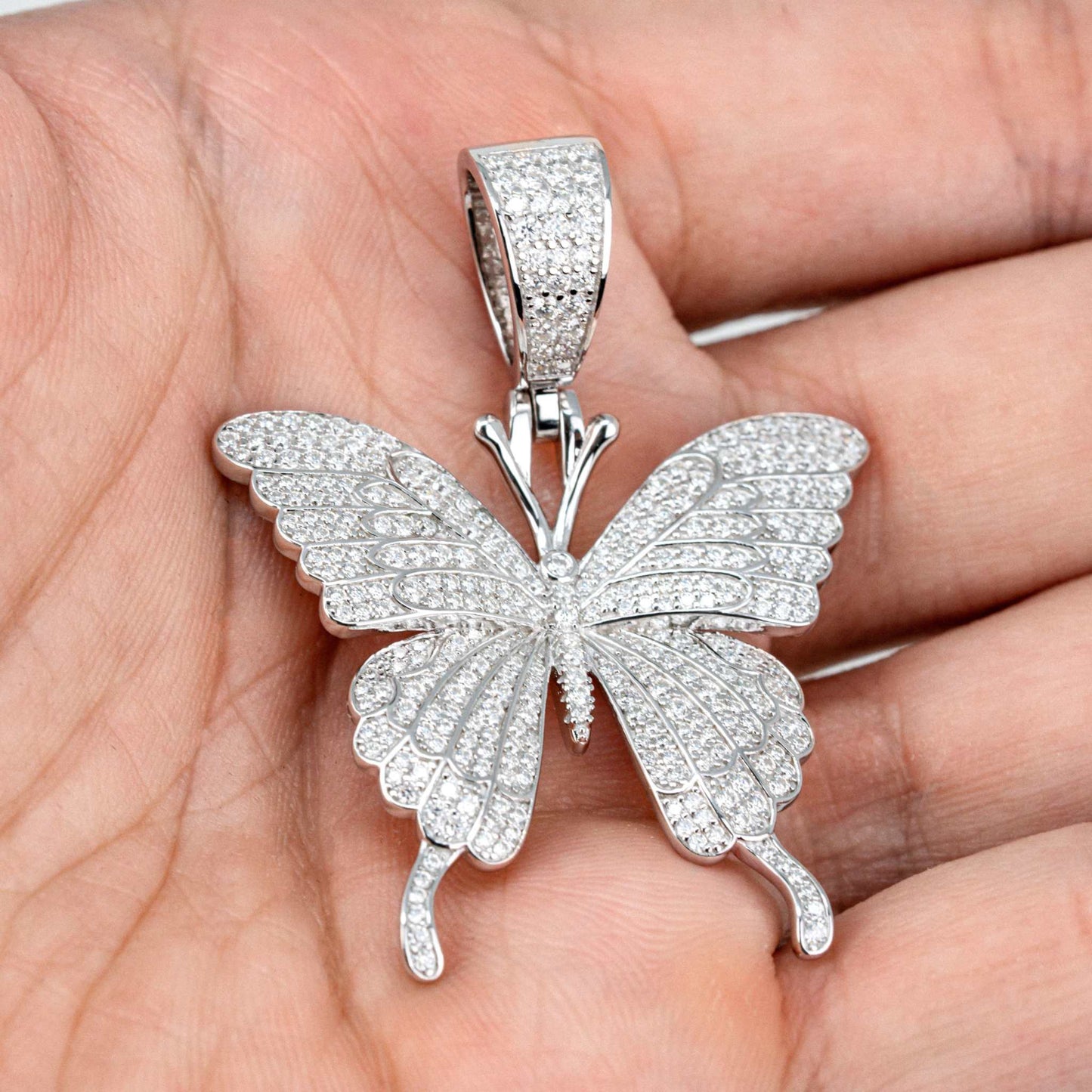 Women's Moissanite Butterfly Pendant 925 Sterling Silver 2.5 TCW