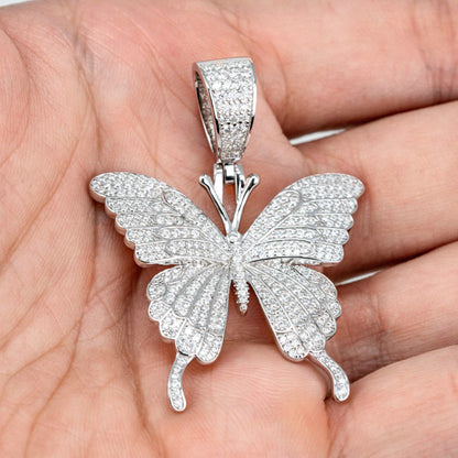 Women's Moissanite Butterfly Pendant 925 Sterling Silver 2.5 TCW